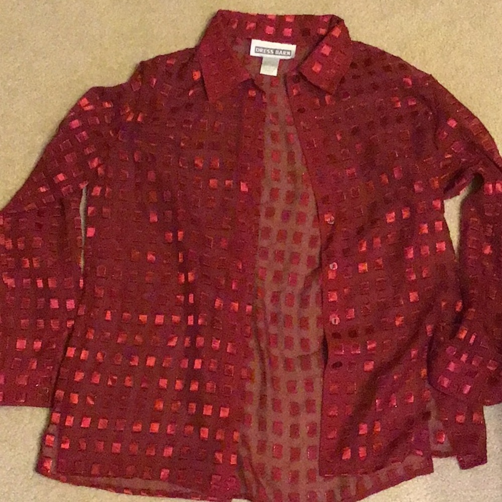 Sheer long sleeve button down